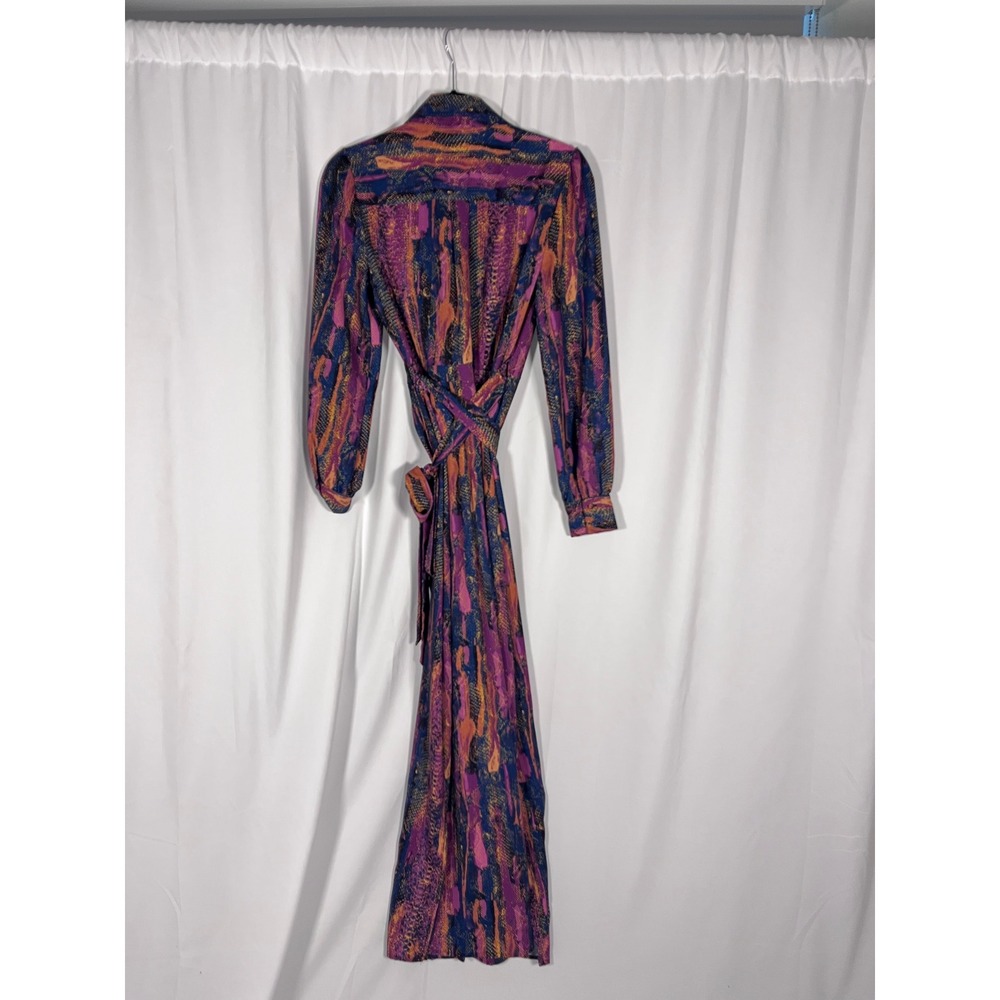 Bar III Maxi Wrap Dress S Abstract Print Vintage Inspired 70s Boho Long Sleeve - Picture 2 of 6